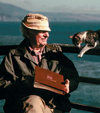 At home with his cat